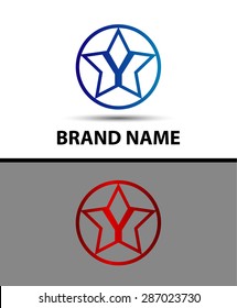 Vector illustration of abstract icons based on the letter Y
