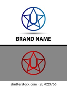 Vector illustration of abstract icons based on the letter u
