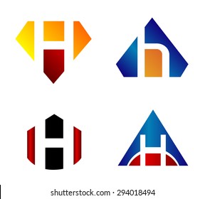 Vector illustration of abstract icons based on the letter H 
