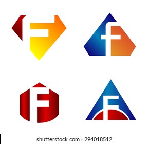 Vector illustration of abstract icons based on the letter f 