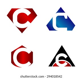 Vector illustration of abstract icons based on the letter c 