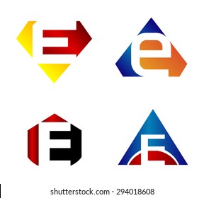 Vector illustration of abstract icons based on the letter e 