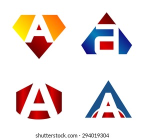 Vector illustration of abstract icons based on the letter a 