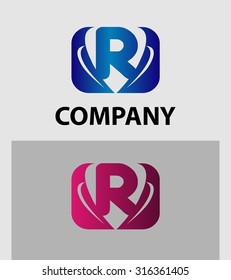 Vector illustration of abstract icons based on the letter R logo
