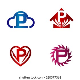 Vector illustration of abstract icons based on the letter P
