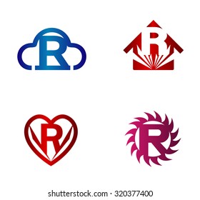Vector illustration of abstract icons based on the letter R
