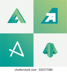 Vector illustration of abstract icons based on the letter A