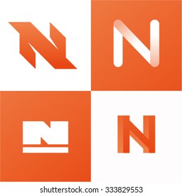 Vector illustration of abstract icons based on the letter N