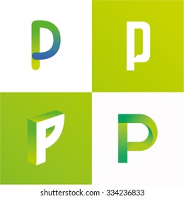 Vector illustration of abstract icons based on the letter P