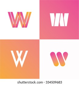 Vector illustration of abstract icons based on the letter W