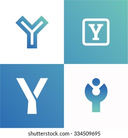 Vector illustration of abstract icons based on the letter Y