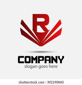 Vector illustration of abstract icons based on the letter R logo
