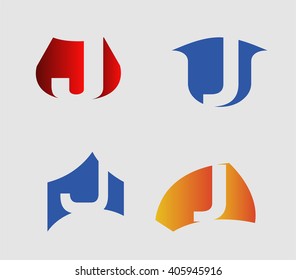 Vector illustration of abstract icons based on the letter J
