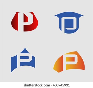 Vector illustration of abstract icons based on the letter P
