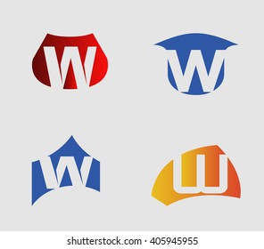 Vector illustration of abstract icons based on the letter W
