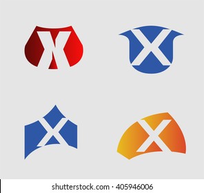 Vector illustration of abstract icons based on the letter X
