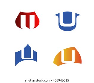 Vector illustration of abstract icons based on the letter U
