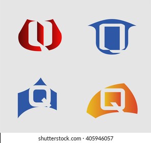 Vector illustration of abstract icons based on the letter Q
