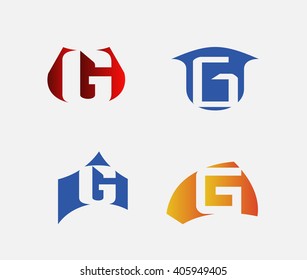 Vector illustration of abstract icons based on the letter G
