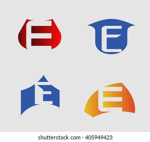 Vector illustration of abstract icons based on the letter E
