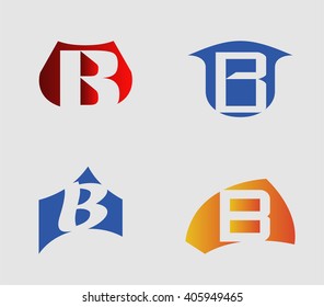 Vector illustration of abstract icons based on the letter B
