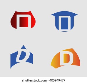 Vector illustration of abstract icons based on the letter D
