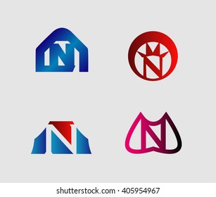 Vector illustration of abstract icons based on the letter N
