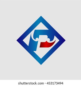Vector illustration of abstract icons based on the letter P
