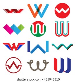 Vector illustration of abstract icons based on the letter W