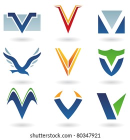 Vector illustration of abstract icons based on the letter V