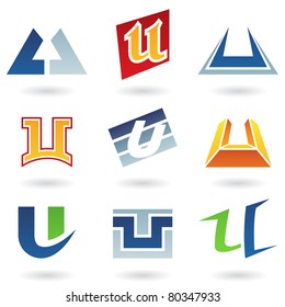 Vector illustration of abstract icons based on the letter U