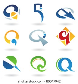 Vector illustration of abstract icons based on the letter Q