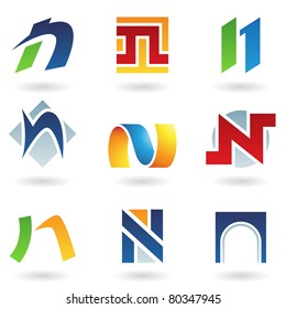 Vector illustration of abstract icons based on the letter N