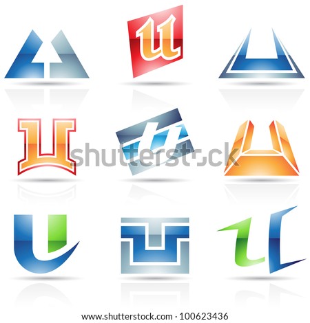 Vector illustration of abstract icons based on the letter U
