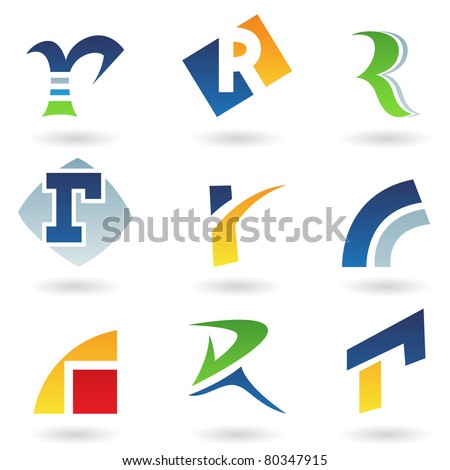 Vector illustration of abstract icons based on the letter R