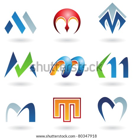 Vector illustration of abstract icons based on the letter M