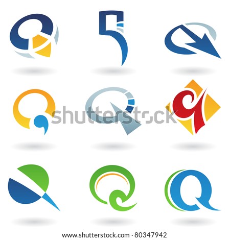 Vector illustration of abstract icons based on the letter Q