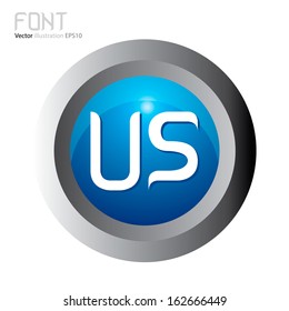 Vector illustration of abstract icons of letter US