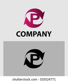 Vector illustration of abstract icons of letter P
