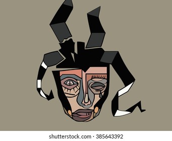 vector illustration abstract image of the face mask in color