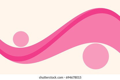 Vector illustration abstract image of a pink wavy lines with circles on a white background.