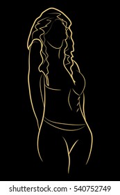vector illustration. abstract image of a woman relaxing in the mountains. sketch.