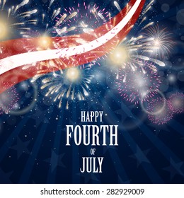 Vector Illustration of an Abstract Independence Day Background with Firework