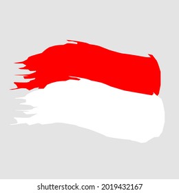 Ilustración vectorial de la bandera indonesia abstracta, rojo y blanco en el diseño de estilo artístico. Feliz día de la independencia de Indonesia. 