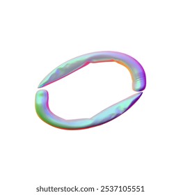 Vector illustration of abstract inflated shape in Y2K style. Chrome iridescent element on isolated background. Gradient holographic figure. Element for design. Rendering.