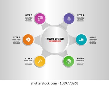 Vector illustration. Abstract infographics number options template. Can be used for workflow layout, diagram, business 6 steps, banner, web design.
