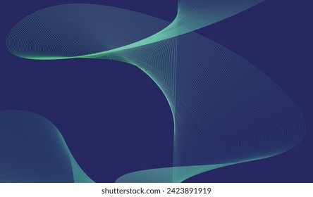 Vector illustration of abstract, intertwining blue lines creating dynamic shapes against a deep blue background; a modern digital art concept