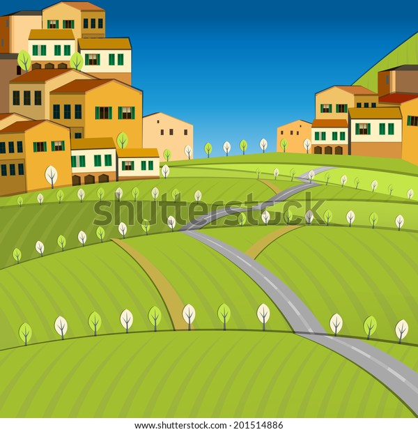 Vector\
illustration of abstract Italy  city\
landscape