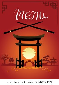 Vector illustration of Abstract japanese background - sunset