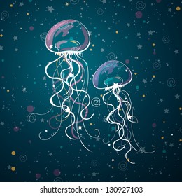 Vector Illustration of an Abstract Jelly Fish